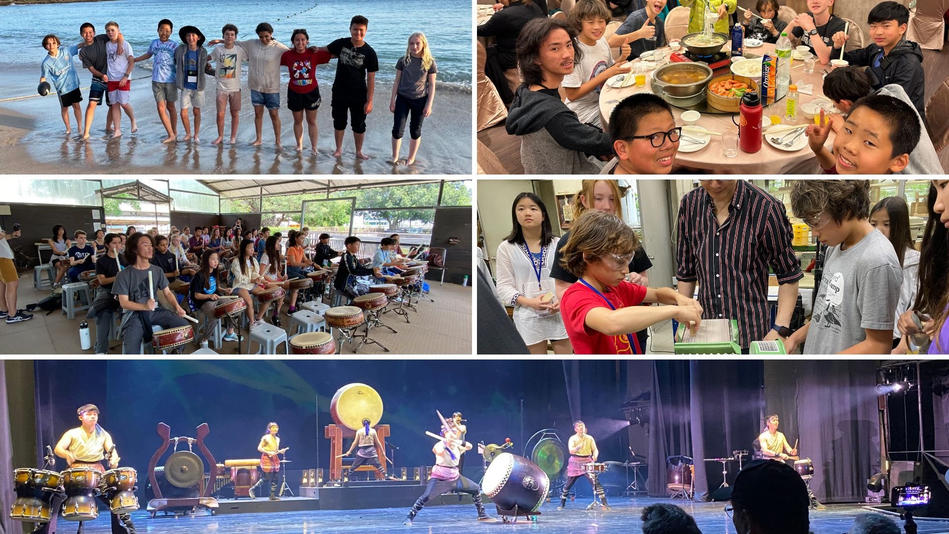 Upper School collage (five photos of various activities in the trip)