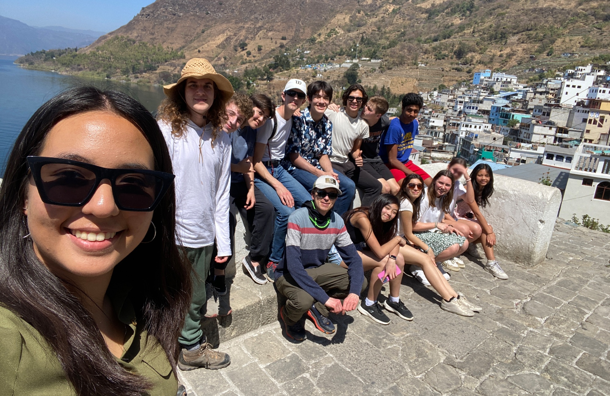 Rox R. taking a selfie with the rest of the 10th Grade class on the coast of Guatemala during a service trip.