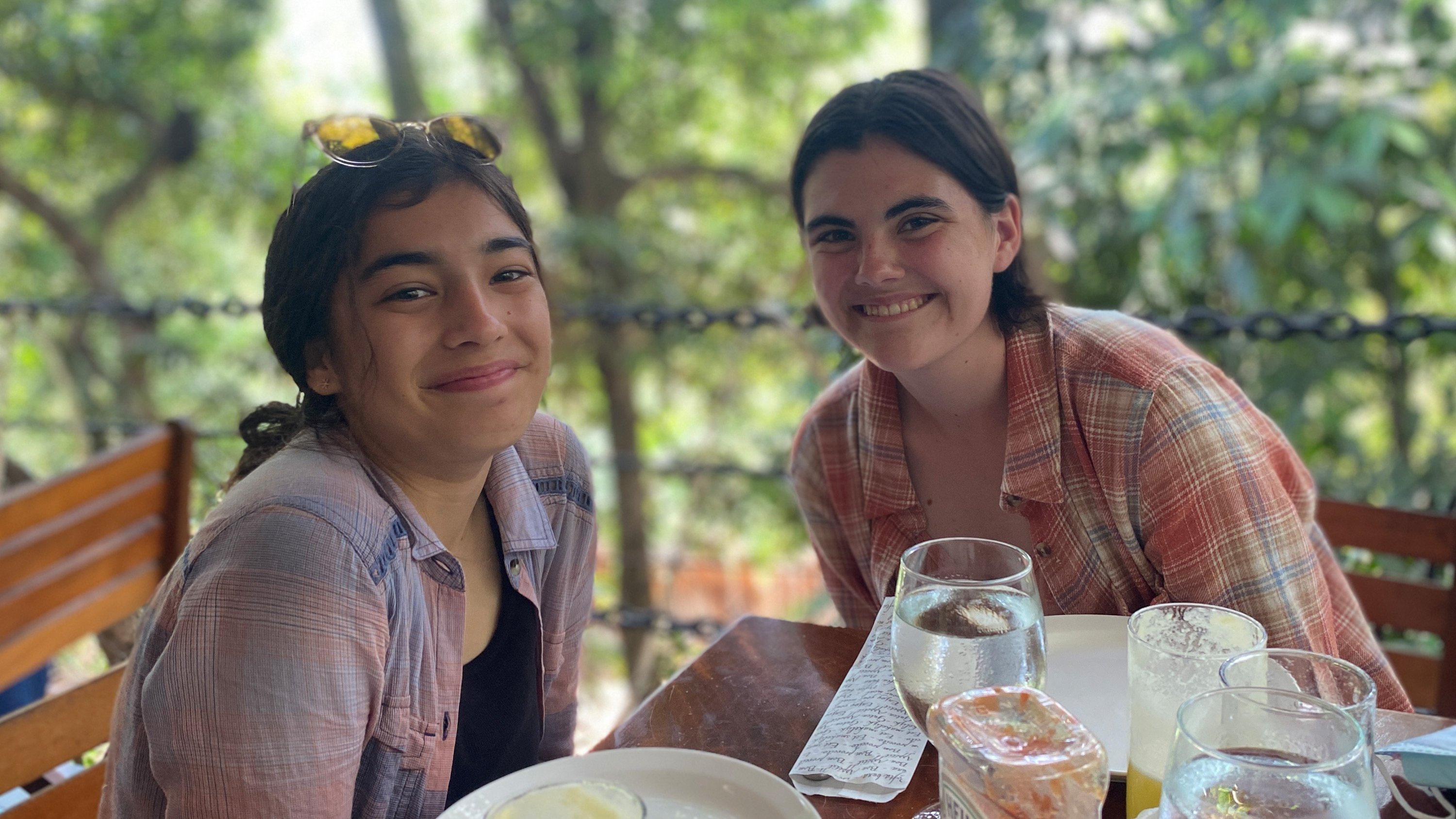 Sam P. at lunch with a classmate on their trip to Costa Rica.