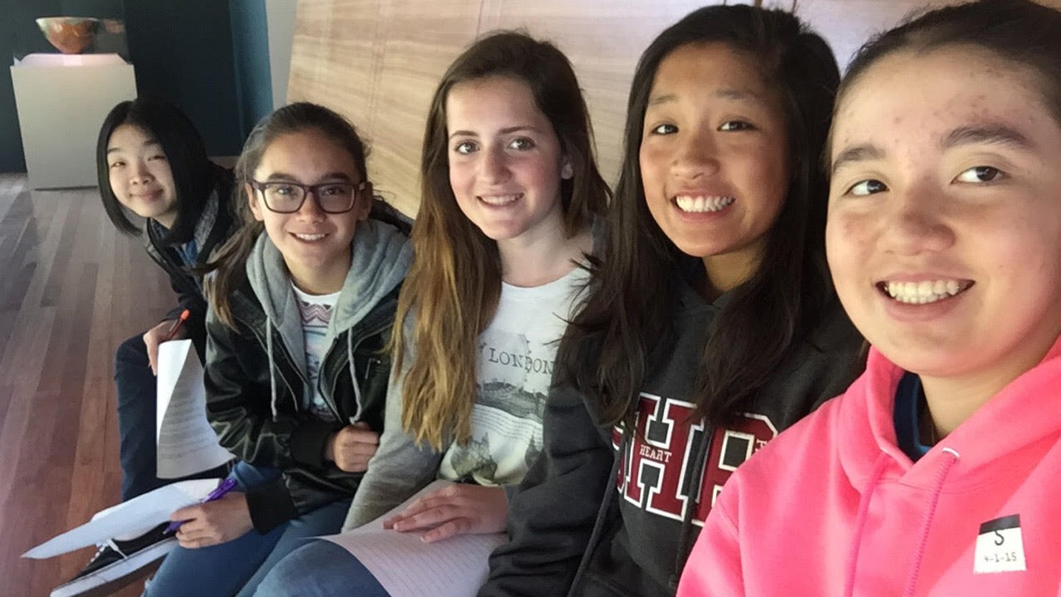 Ashley and four friends at a museum on the cultural exchange trip to China.