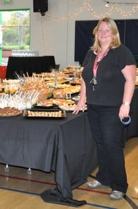 Leslie Desaeyere shows off the buffet.