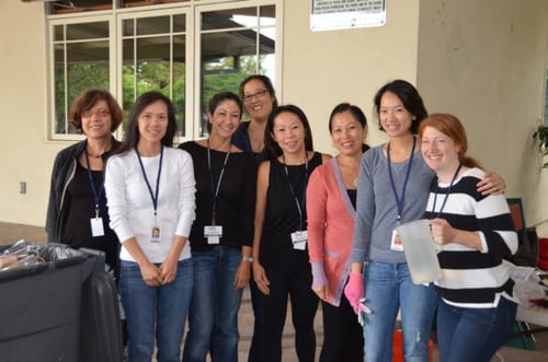 Courtney B. (3rd from left) and Shirley C. (5th from left) with volunteers at the 2015 Confucius Day.