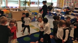 Cécile's Pre-Kindergarten class enjoy their snack followed by a waltz in the sprit of the Gala.