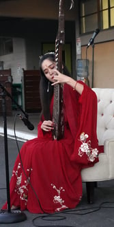 Jodie Wang playing the Pipa.