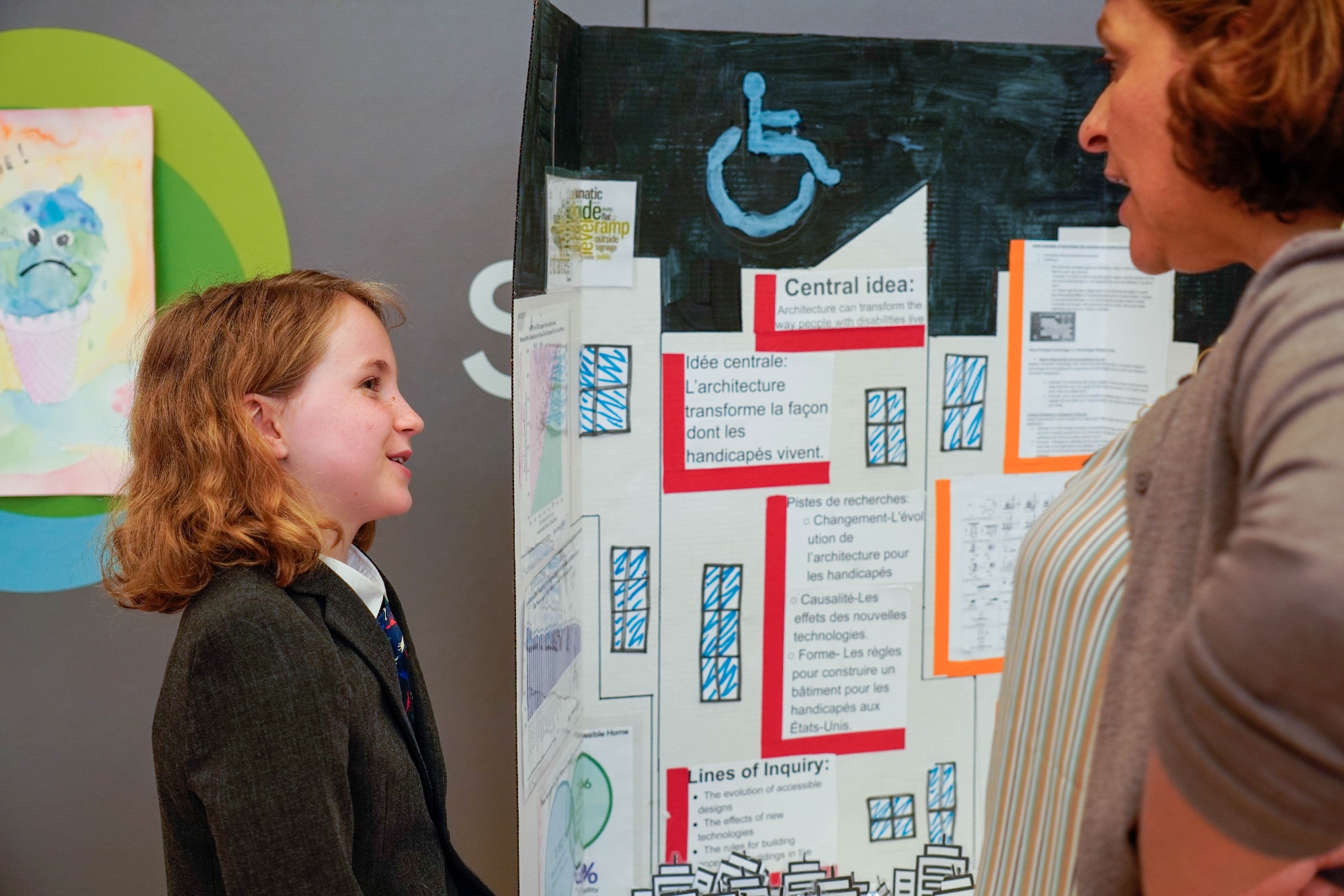 French Program student presenting their PYPx project on Empowering People with Disabilities.