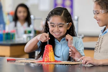 Girl with volcano experiment 
