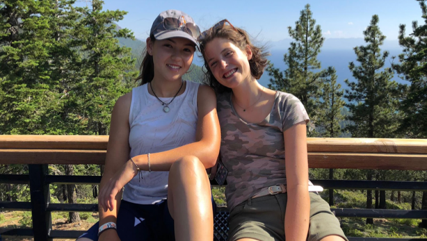 Bridget (left) and her host sister, Lucile, in Tahoe.