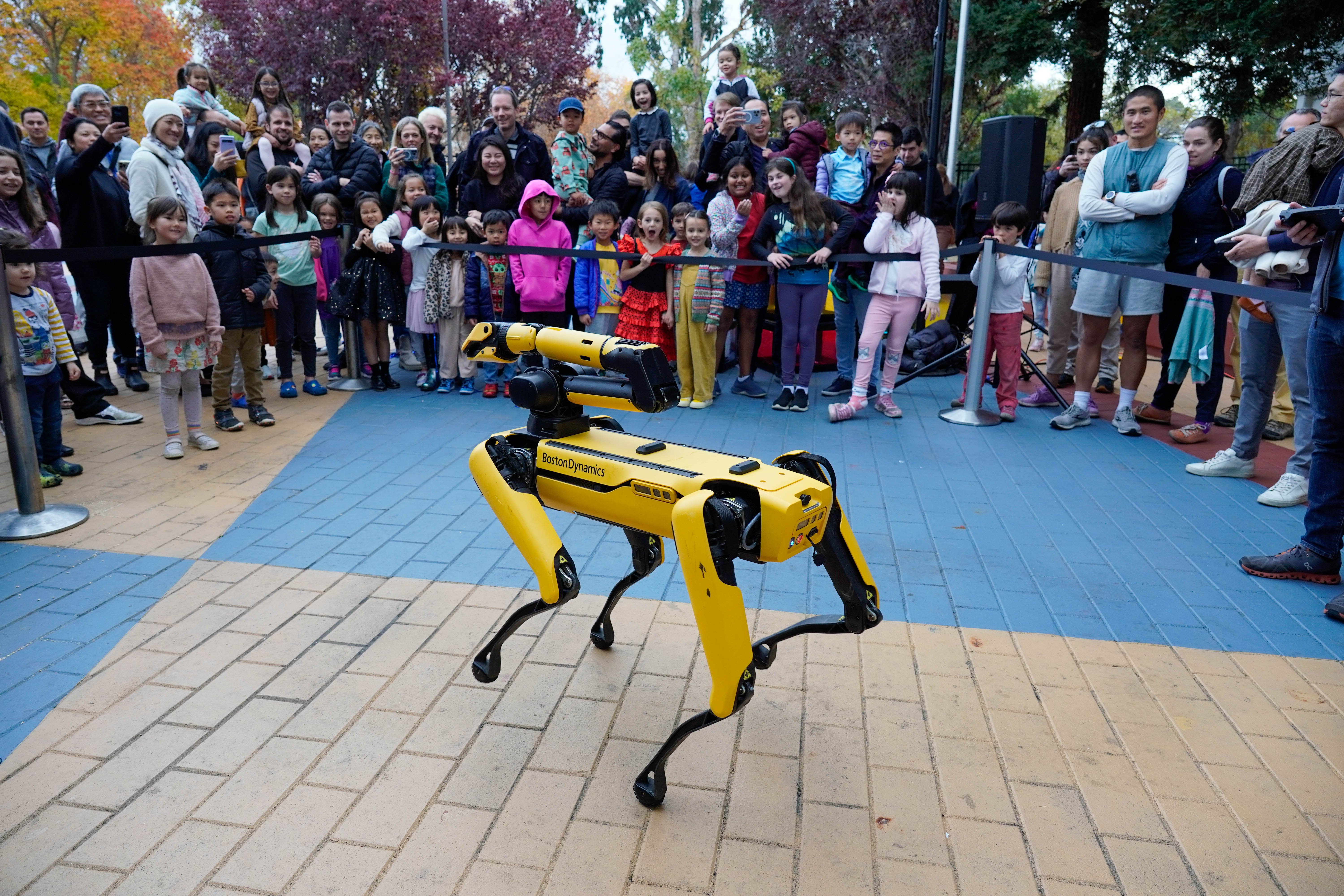 Robot dog on display for the crowd at Arts Night.