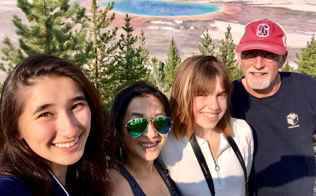 Maia (left), her parents, and her host sister at Yosemite.